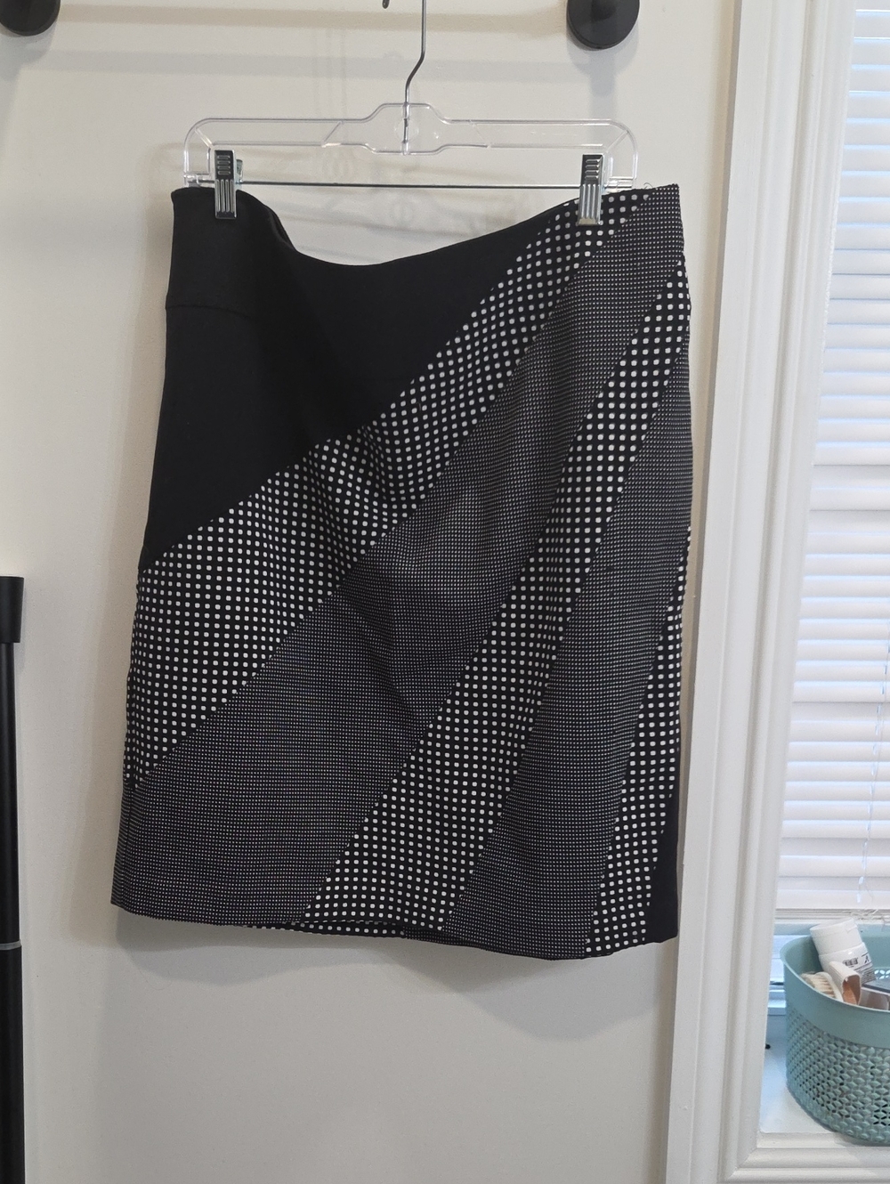 Worthington Black and White Polka Dot Panel Pencil Skirt
